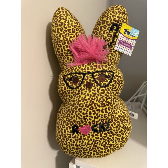 Peeps Emo Bunny Plush Cheetah Print 15” Limited Edition Rock Easter Gift NEW ‘25 - Picture 1 of 2